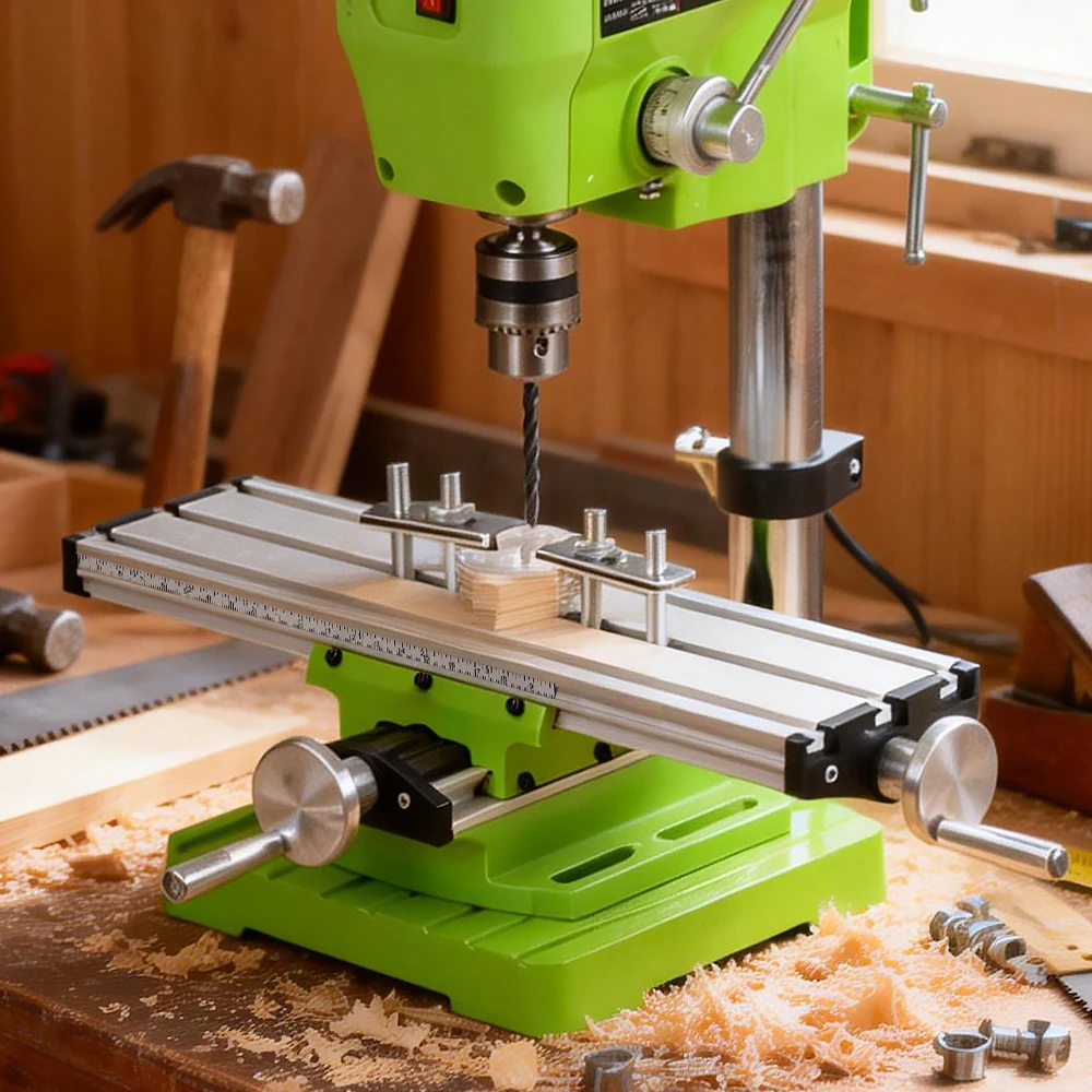 Mesa de trabajo multifunción Allsome BG-6300 con deslizamiento cruzado para fresado y taladrado, ajustable en X-Y