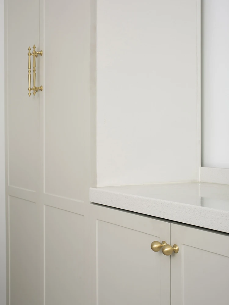 النحاس T بار مقبض كابينة الأثاث مقبض خزانة مقبض الأثاث الأجهزة مقبض الأثاث النحاسي المستدير #4