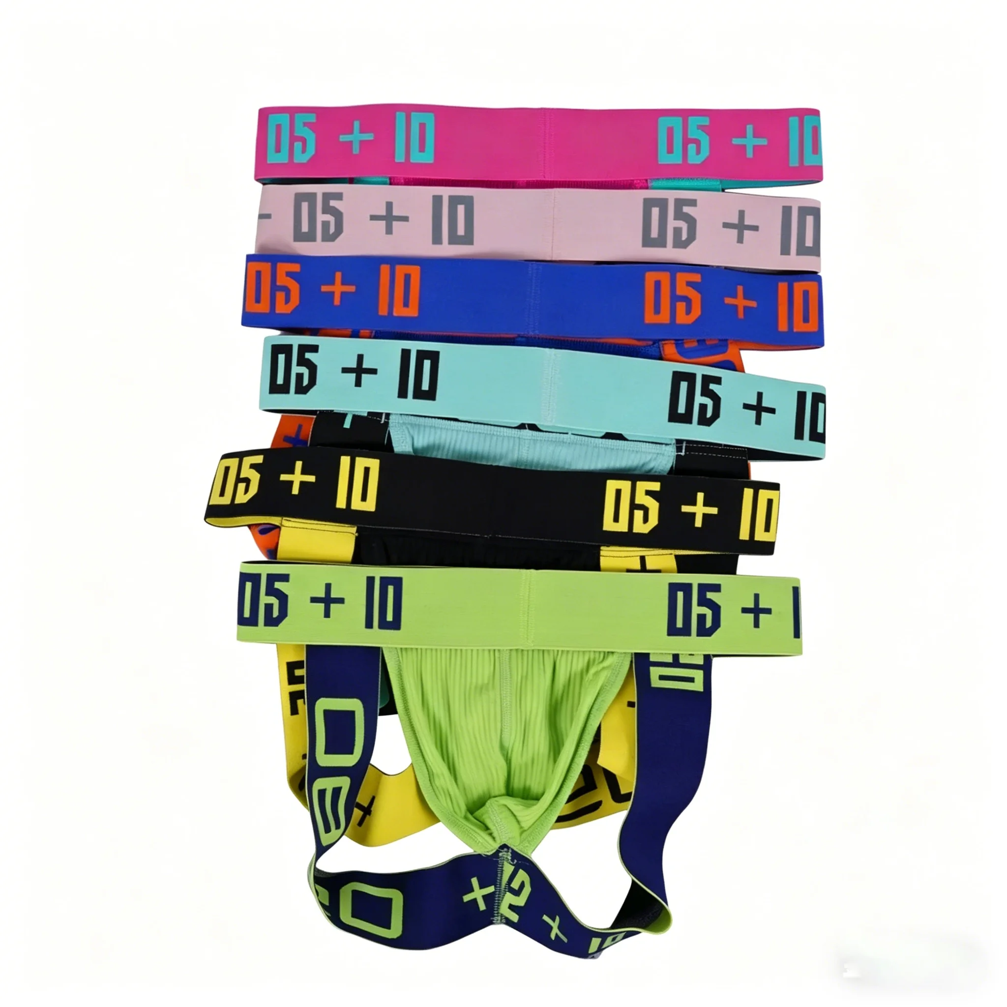 

6 шт. Мужские сексуальные трусы-стринги с принтом и перекрестными ремешками, с высокой эластичной резинкой на талии, из ребристого дышащего ледяного шелка.