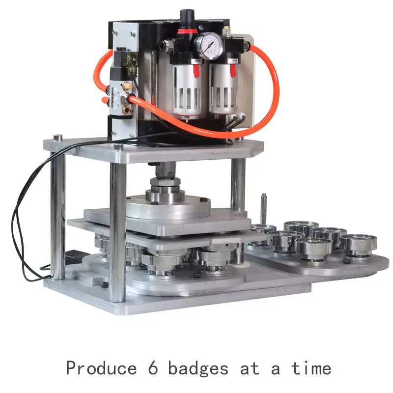 6 in 1 25 32 37 44 50 56 58 75mm Round Metal Pneumatic Automatic Button Badge Making Machine Badge Maker