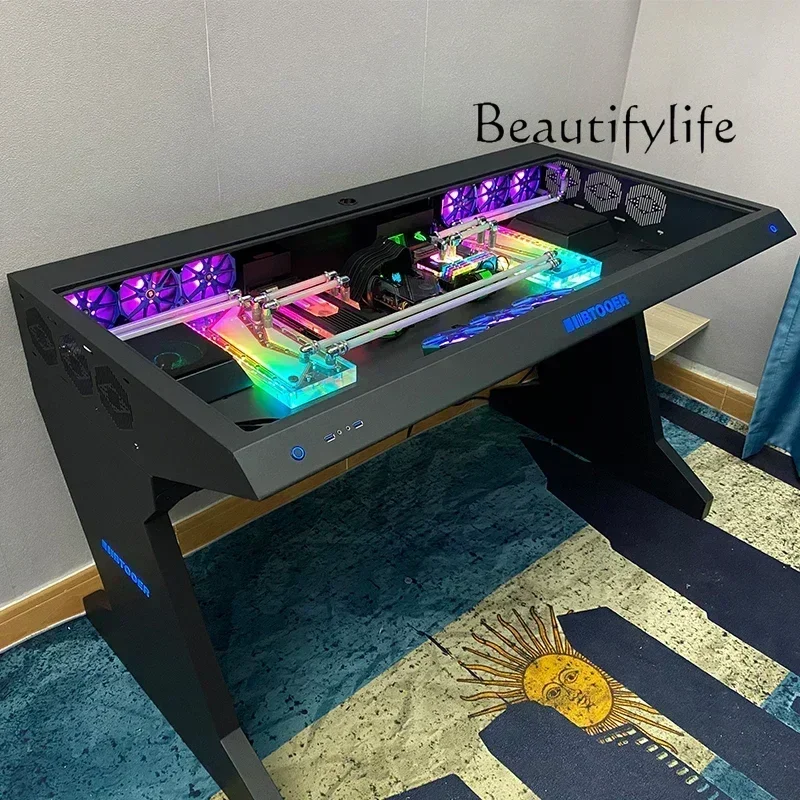 H AA Computer Case Integrated High-End Cool Special-Shaped Game Tables Built-in Fully Transparent Large Case Computer Desk