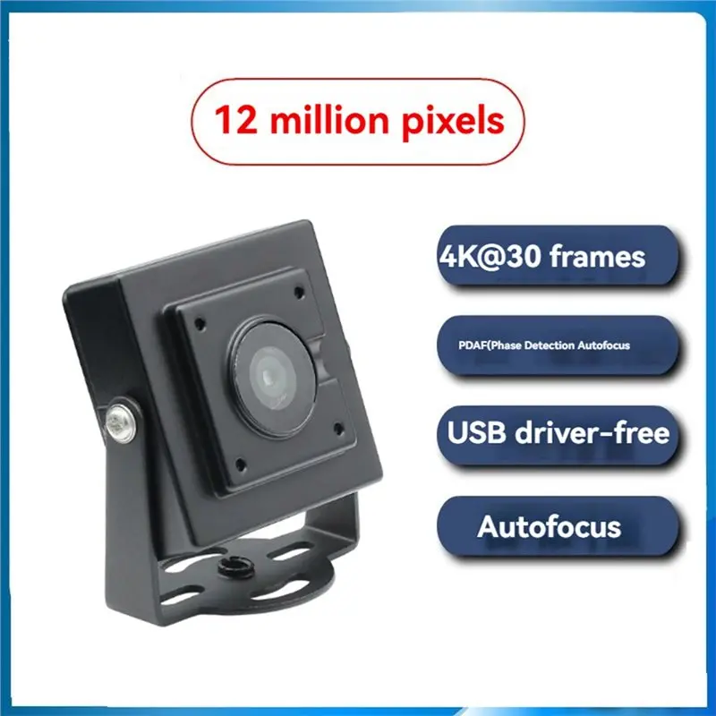 HD 12MP 4K USB Camera Webcam IMX362 Sensor Auto Focus Web Cam No Distortion Lens Plug And Play