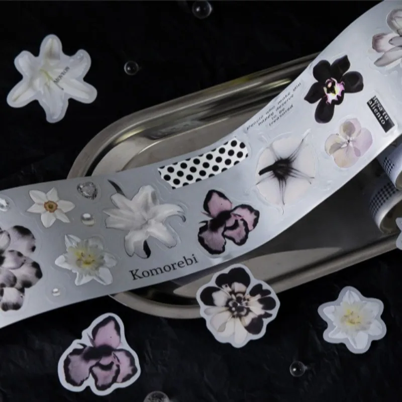 1 لفة ماتي الفضة المواد أشرطة لاصقة الزخرفية الزهور وعبارة الإنجليزية رسالة لتقوم بها بنفسك شريطٌ لاصق سكرابوكينغ ملصق #5