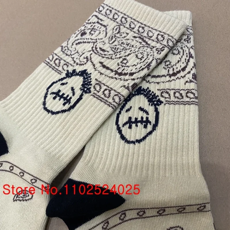 Hot Sale Graffiti Face Print Cactus Jack Mid Tube Socks Real Photo Men Women High Street Basketball Sport Cotton Socks