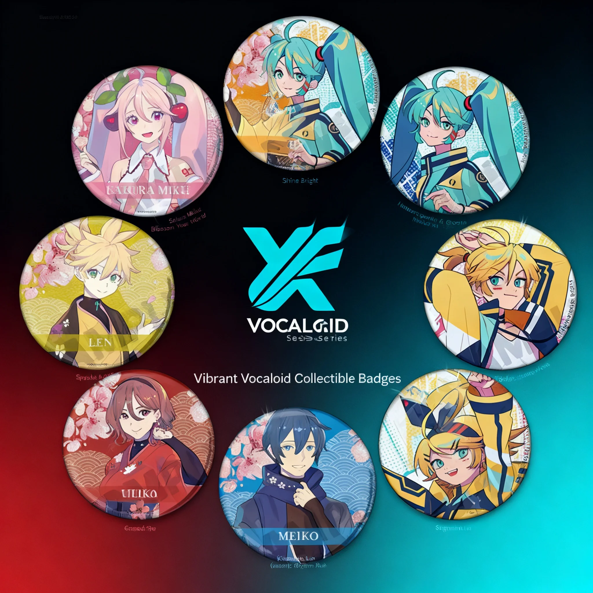 

Vocaloid Anime Badge Pin Keychain Collectible Gift for Fans Featuring Miku Hatsune Kagamine Rin Len MEIKO KAITO Sakura Miku