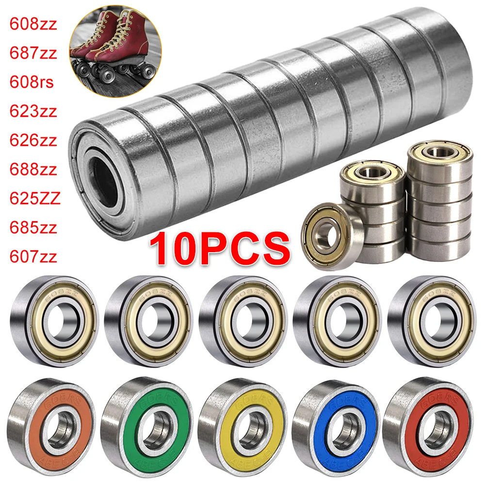 10/20/30/40PCS Ball Bearings 608ZZ 623ZZ 626ZZ 687ZZ 607ZZ Deep Groove Miniature Bearings For Skateboard Scooter Bearings