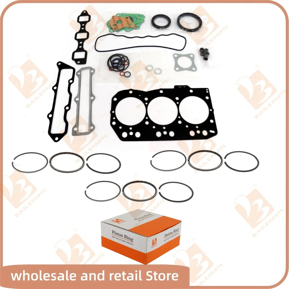 

For Yanmar 3TNE82 Full Gasket Kit Set 3 Cylinders Piston Ring 82*2+2+4mm Diesel Engine Spare Parts