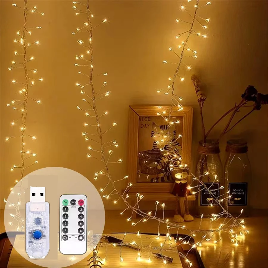 LED String Lights Outdoor 5M With Remote Control USB Christmas Tree Fairy Light For New Year Street Home Party Wedding Decor