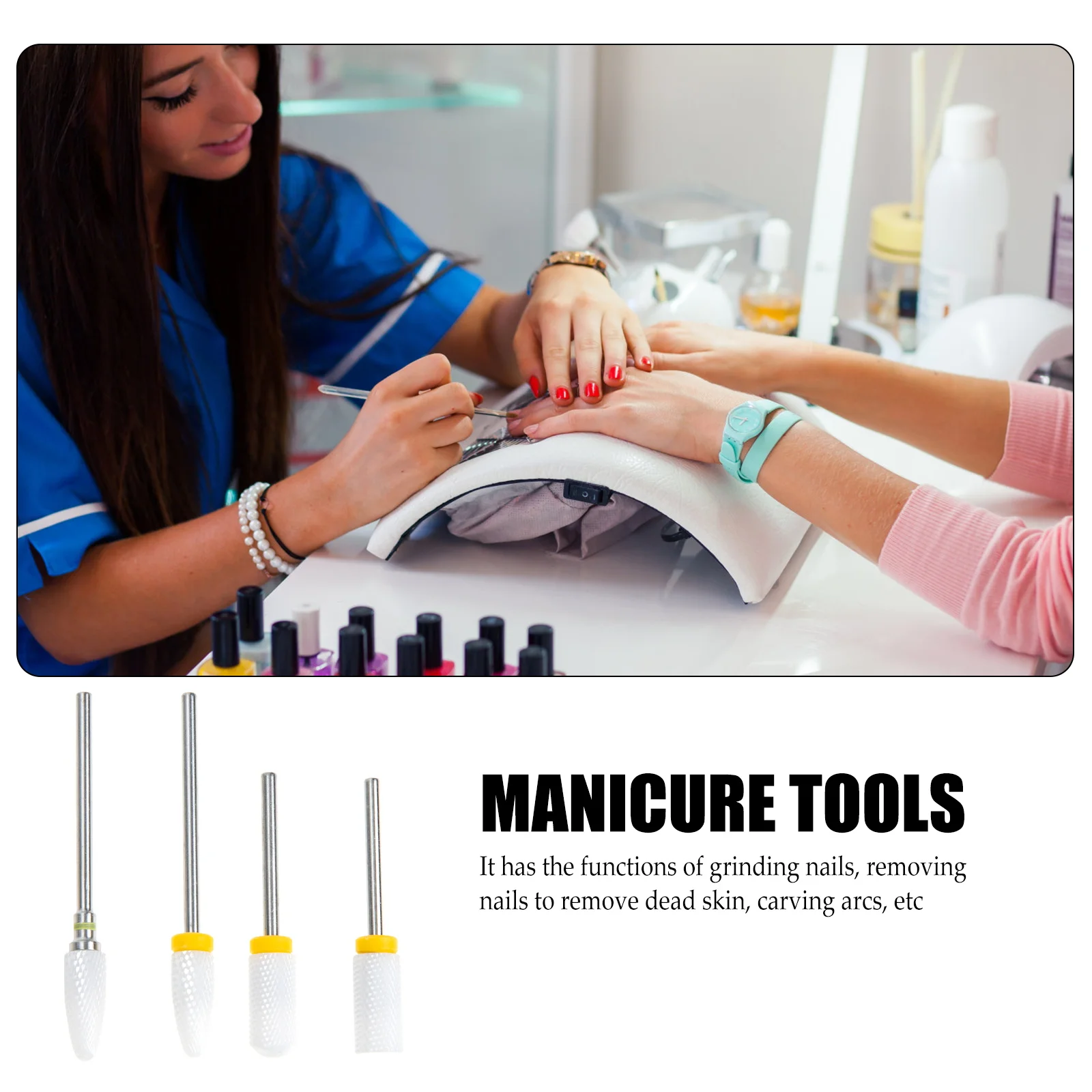 

4pcs Replacement Heads Ceramic Tips for Nail Drill Bits Reusable High Wear Resistance Grinding Tools Nail Polishing Accessories