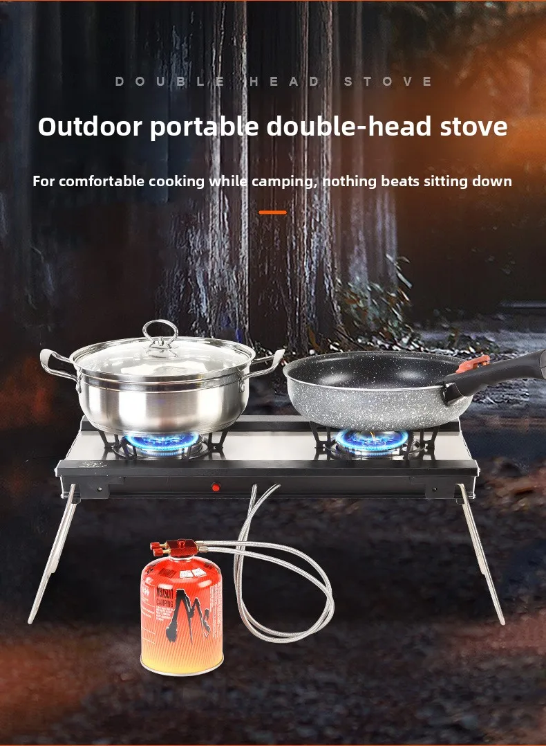 

Bulin Outdoor Portable Double Head Stove Foldable Stove Cassette Stove Field Stove Liquefied Gas Car Gas Burner