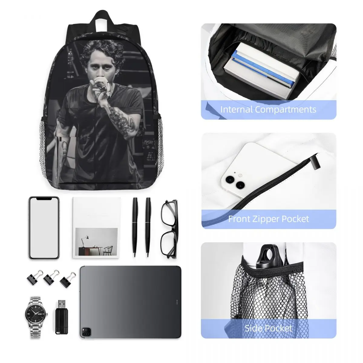 Canserbero Rap Latin American Tirone Jose Gonzalez Orama Backpack Middle High College School Student Bookbag