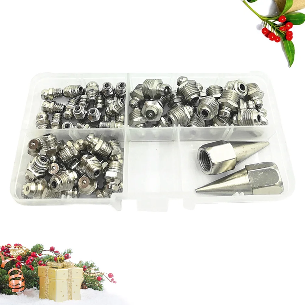 1 Juego de 1 Juego de Kit de ajuste de grasa, accesorios de grasa de ángulo surtido, boquilla de tornillo lubricante para mantenimiento de rodamientos con estuche de almacenamiento