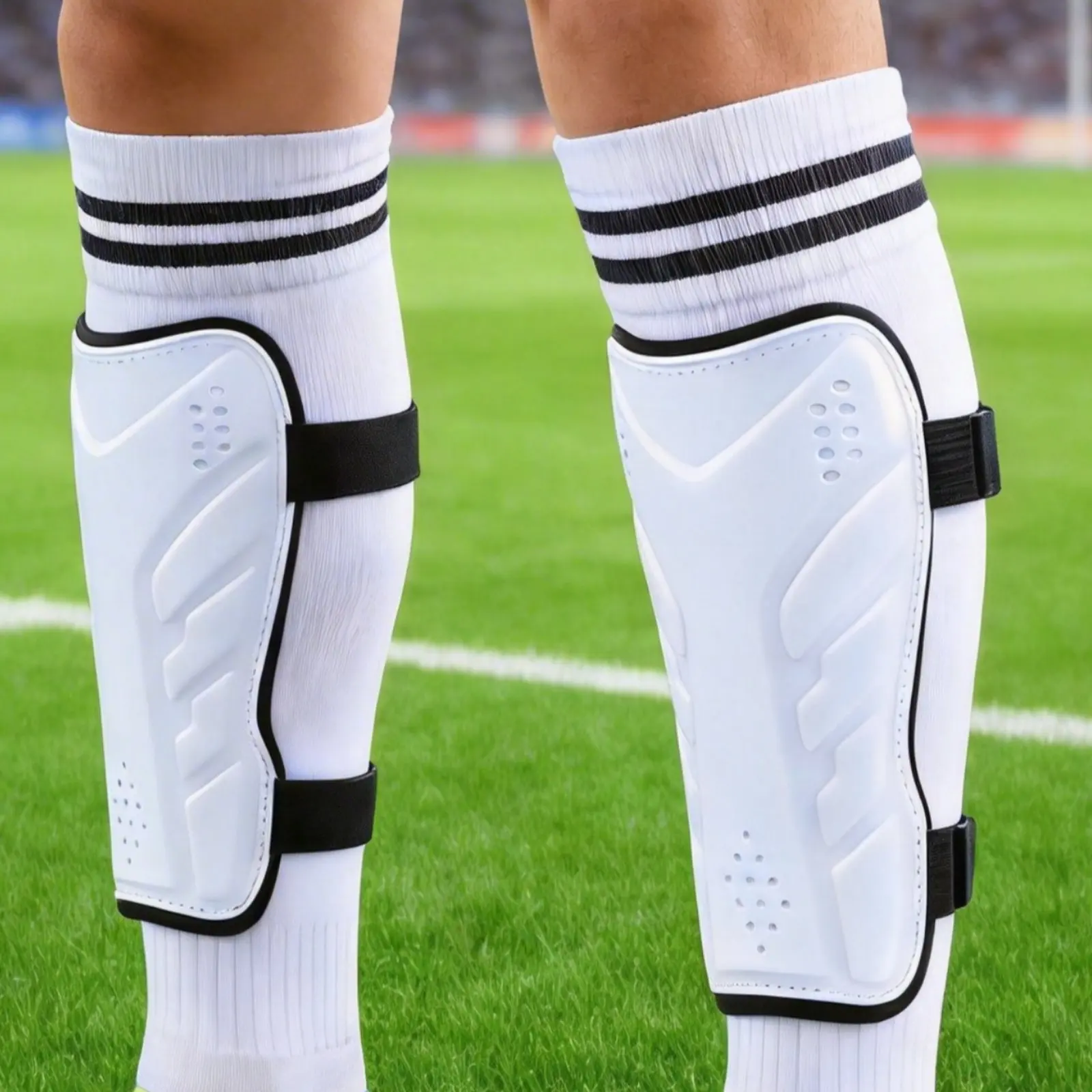 Double Strap Shin Guard EVA Padding Football Shin Guard Leg Protectors Long-Lasting Athletic Equipment Thick Shell for Adults view 6