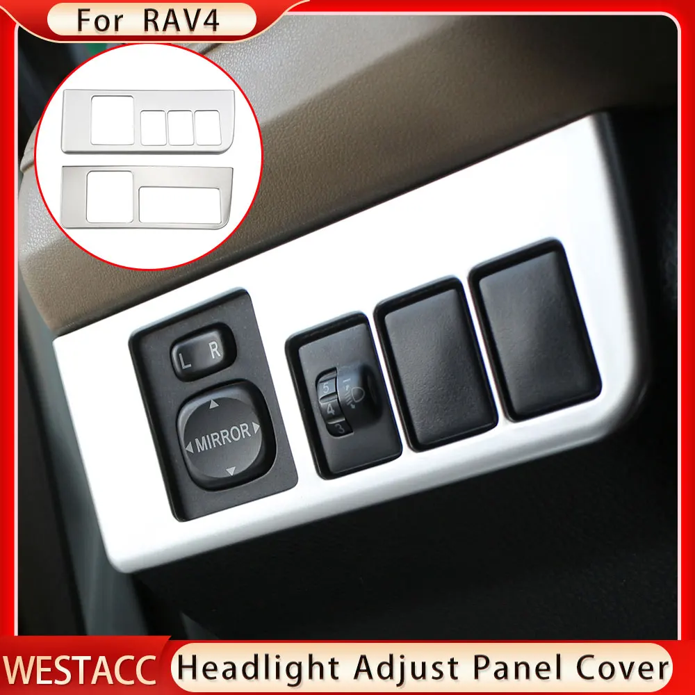 Car Head Light Swich Button Panel Frame Decoration Sticker Cover Trim for Toyota RAV4 RAV 4 2013 - 2017 LHD Accessories