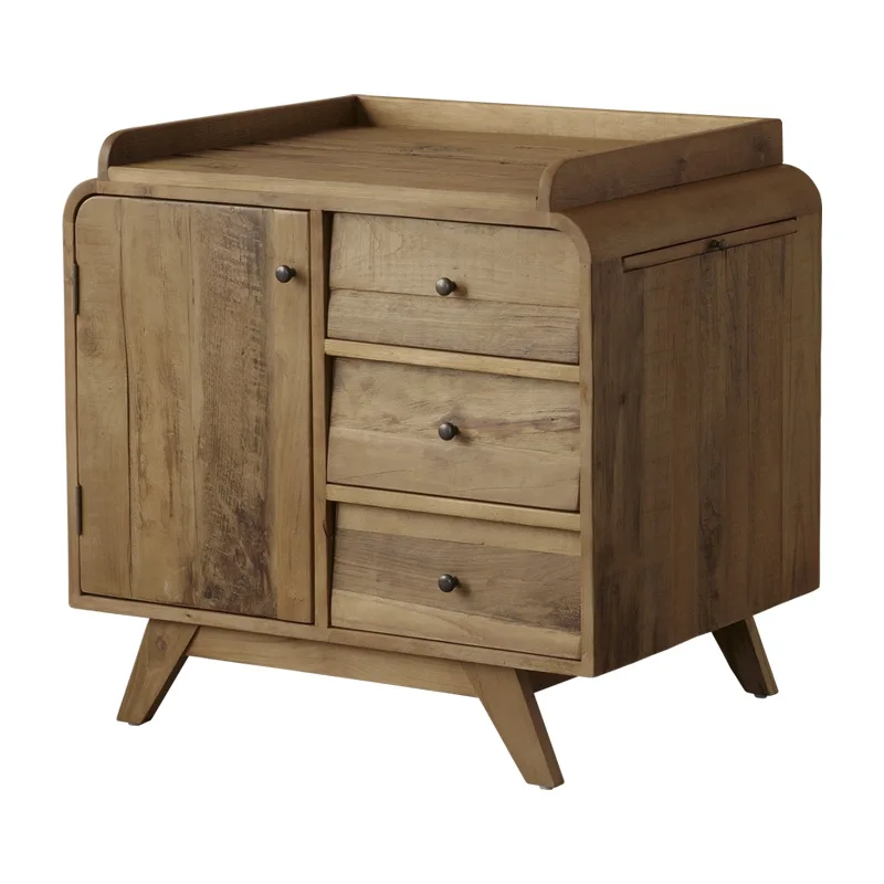 wood tea cabinet, Nordic retro wood storage wine cabinet, guest room refrigerator cabinet
