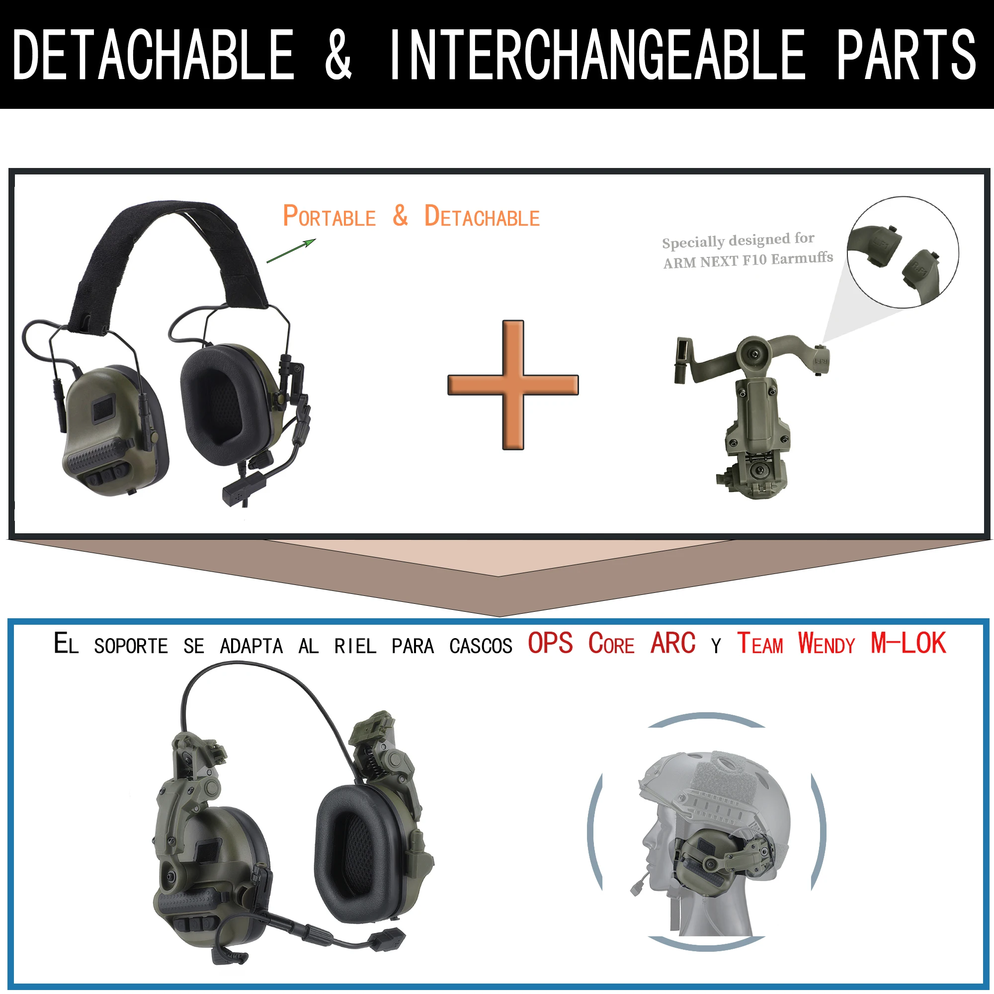 arm-next-タクティカル-ヘッドセット-ヘッドバンド付き-ミリタリー-ノイズ-キャンセリング-ヘッドフォン-射撃用-狩猟用-取り外し可能-交換可能