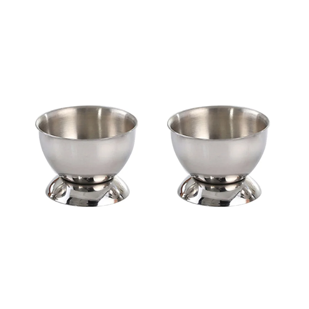 

2pcs Stainless Steel Egg Holder Boiled Egg Stand Tabletop Kitchen Tool for Breakfast Brunch (Large Egg Cup)
