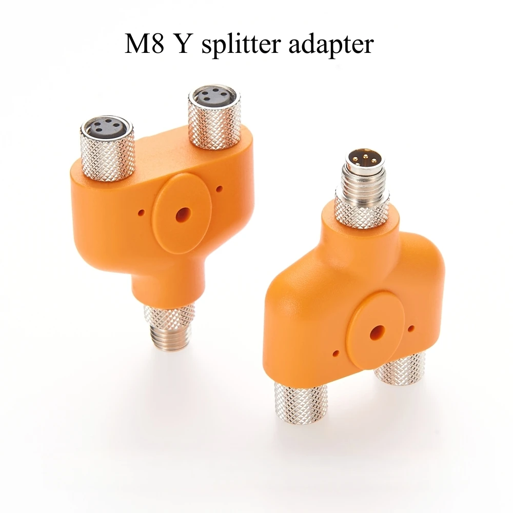 M8 Y Splitter Waterproof M8 4Pin Y Type Male to Double Female Adapter M8 T Type Splitter Sensor Actuator Tee M8 Splitter