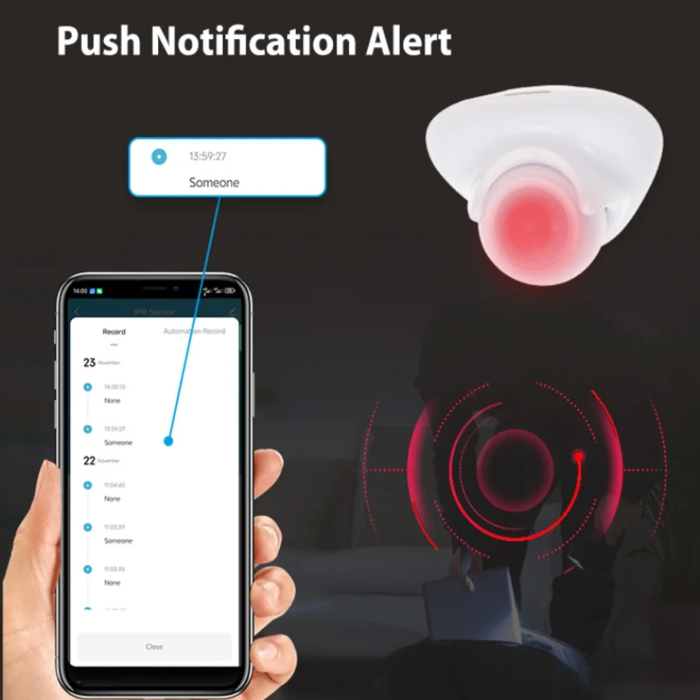 مستشعر حركة بالأشعة تحت الحمراء بزاوية كشف 110 درجة ودعم نطاق 6 أمتار وقوة البطارية للاستخدام الموثوق به