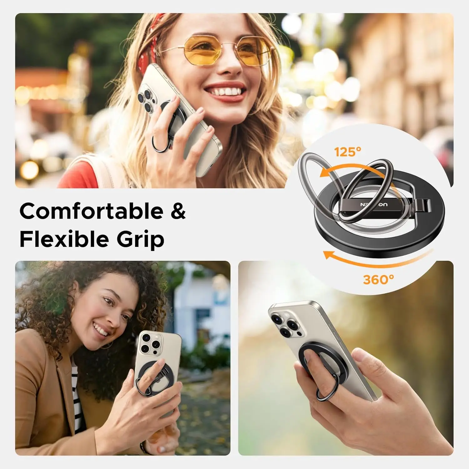 UGREEN Magnetic Phone Grip for MagS Phone Holder, Universal Strong Magnetic Ring Phone Stand