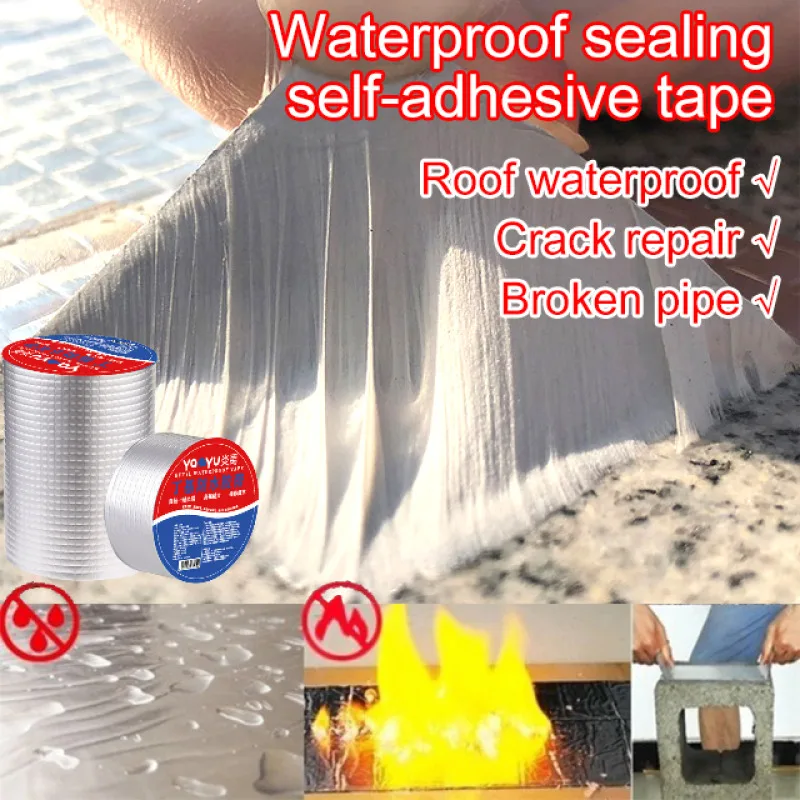 Super Waterproof Self-Adhesive Butyl Tape High-Temperature Resistant Aluminum Foil Thickened Duct Roof Crack Repair Sealant