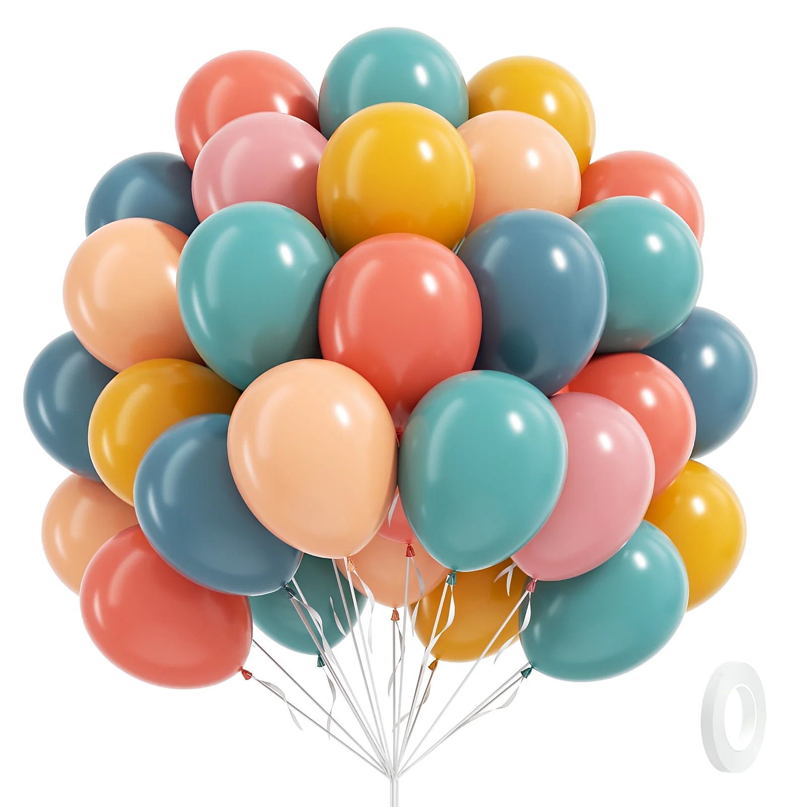 60 uds. Globos bohemios de arcoíris de 10 pulgadas con globos desnudos de color azul mostaza, amarillo y rosa polvoriento para decoración de fiesta de cumpleaños y Baby Shower
