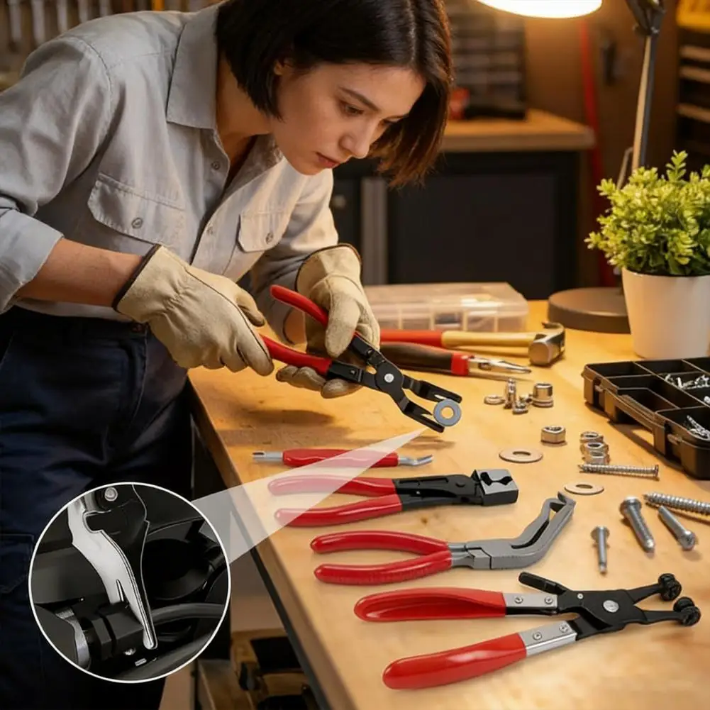 5Pcs/Set Auto Repair Clamp Electrical Connector Removal Tools High-Carbon Steel 60 Degree Angled Hose Clamp Pliers