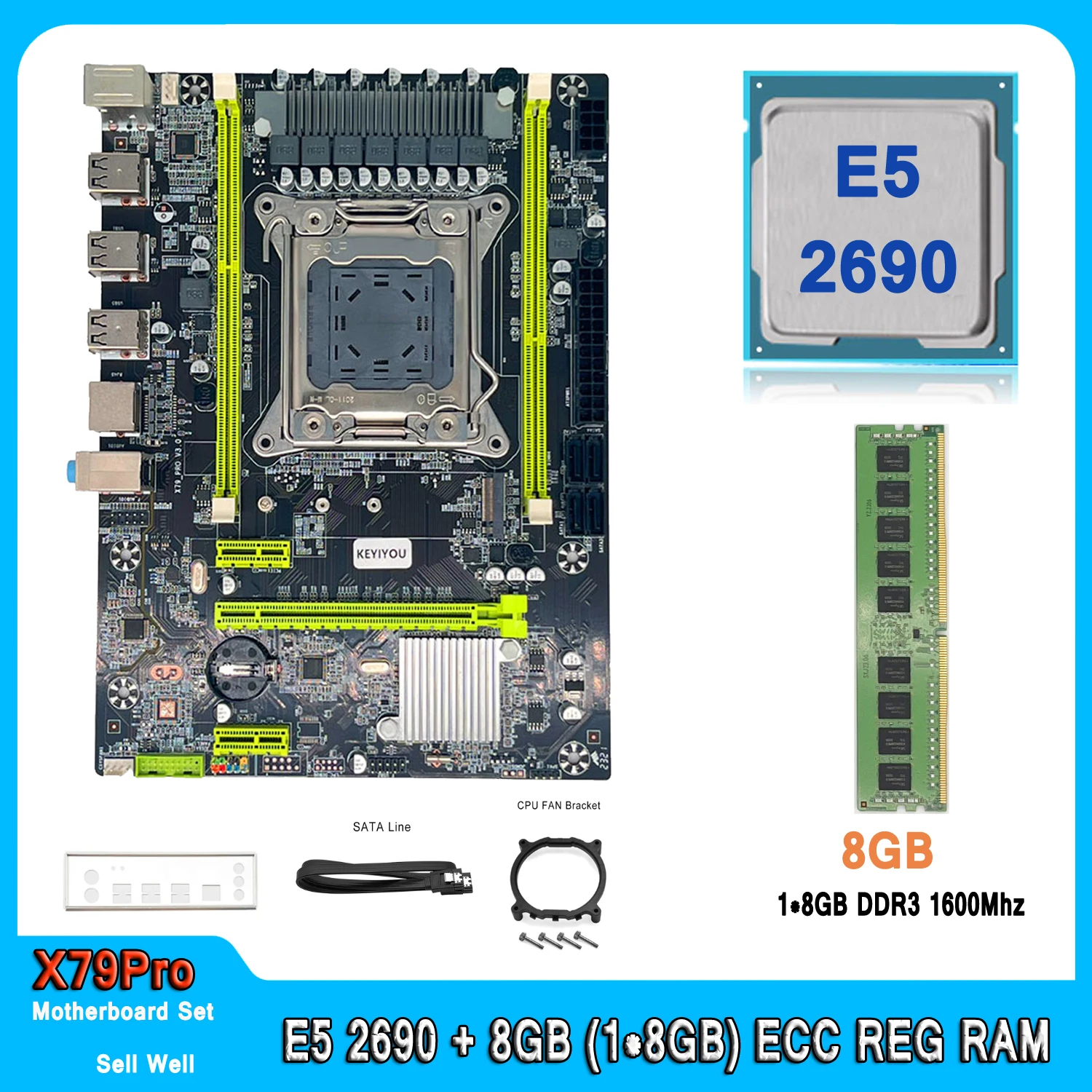 

X79 Motherboard Kit Combos XEON E5 2690 LGA 2011 CPU 8GB(1pc*8GB) Memory DDR3 1600MHZ ECC RAM E5 2690 Computer Motherboard