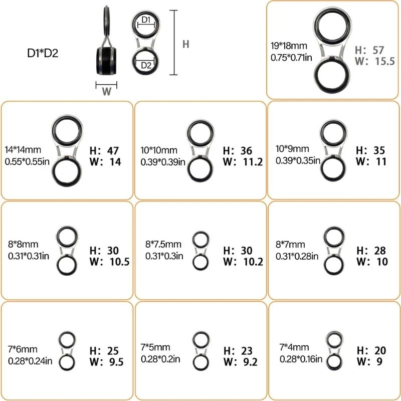 

Y1uc 10pcs нержавеющие стали рамы керамические кольца рыболовные наборы смены смена