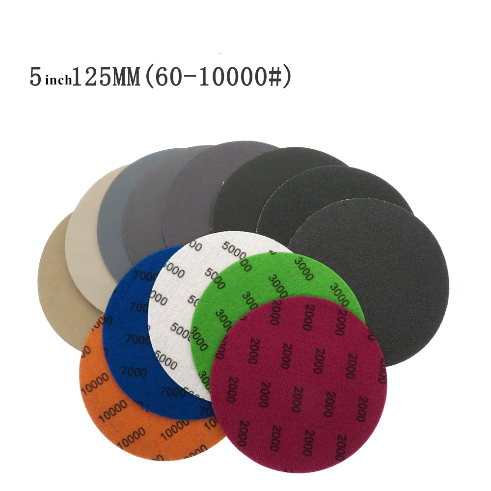 

Waterproof Sanding Discs 5 inches 125mm Hook & Loop Silicone Carbide Sandpaper Wet/Dry 60 -10000 Grit for Polishing Grinding