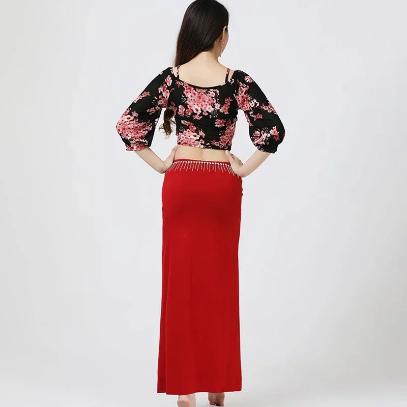 

Топ для танца живота, комплект с юбкой, тренировочная одежда, длинная юбка, костюм для выступлений, восточный костюм, сексуальный женский карнавальный костюм для танца живота