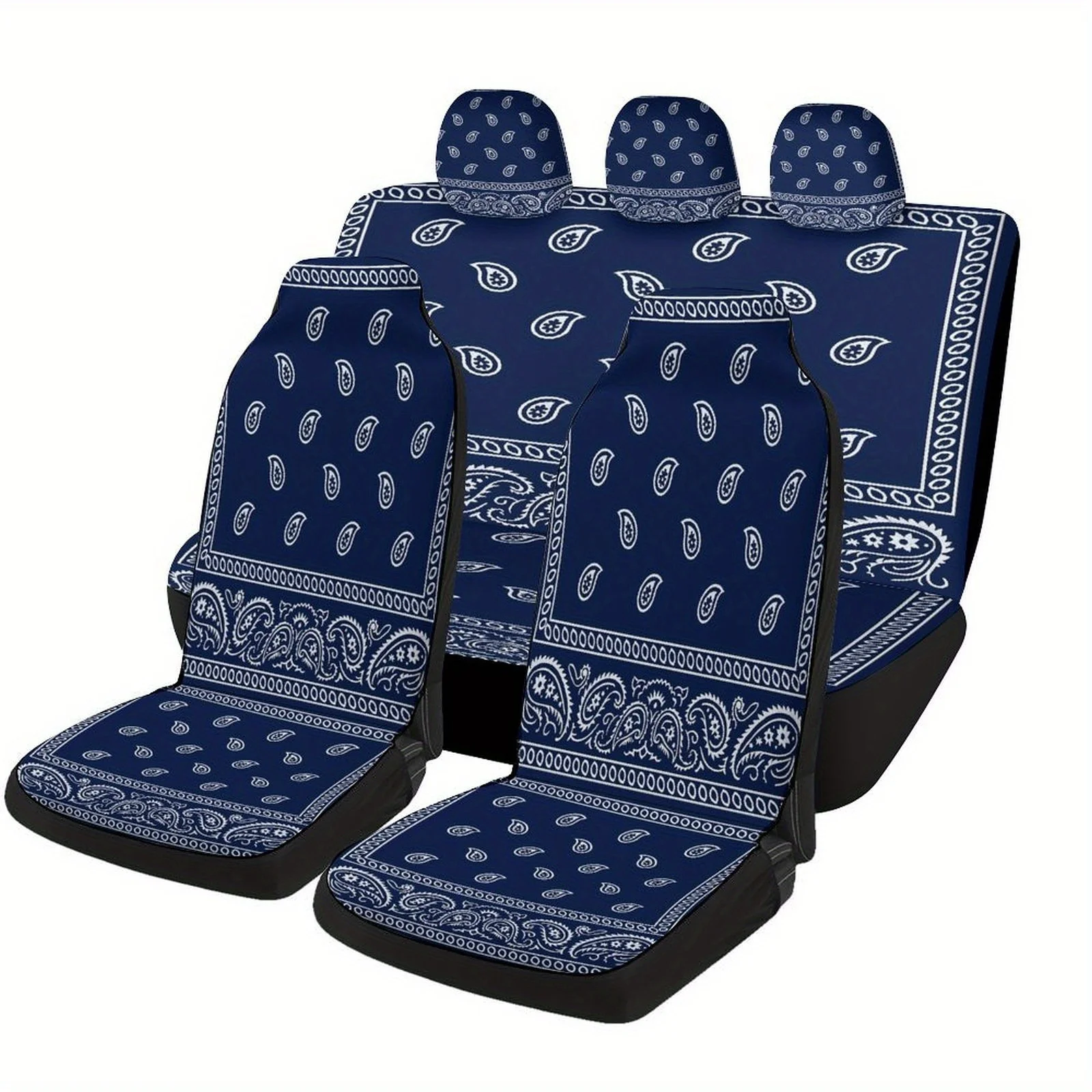 

Paisley Pattern Designed Car Seat Cover Set For Most Cars, High-quality Comfortable Car Seat Protector Covers Full Set, Universa
