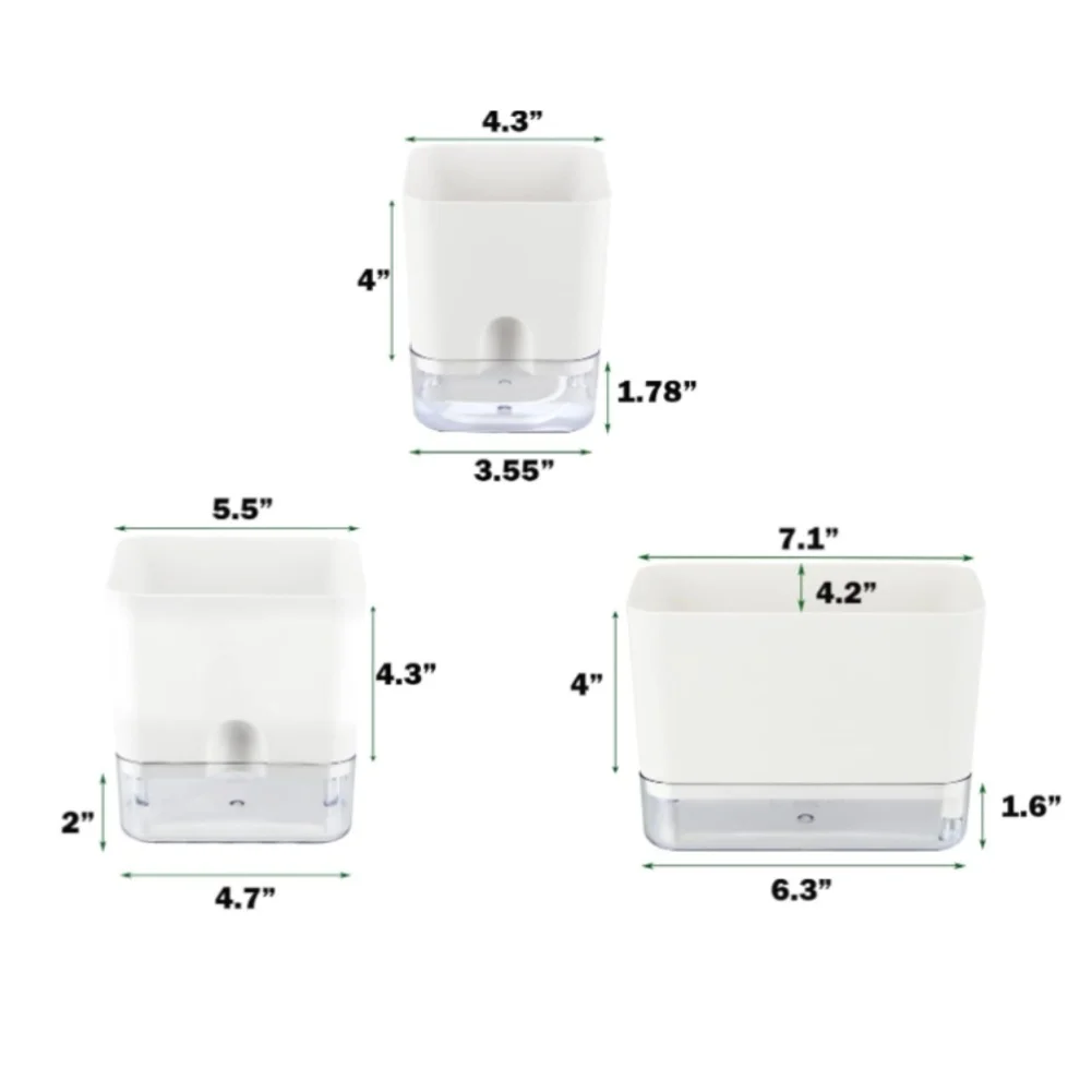 Self Watering Resin Plant Pot for Indoor Use Transparent Reservoir PP Material Detachable Upper and Lower Sections 18x17x16.5cm