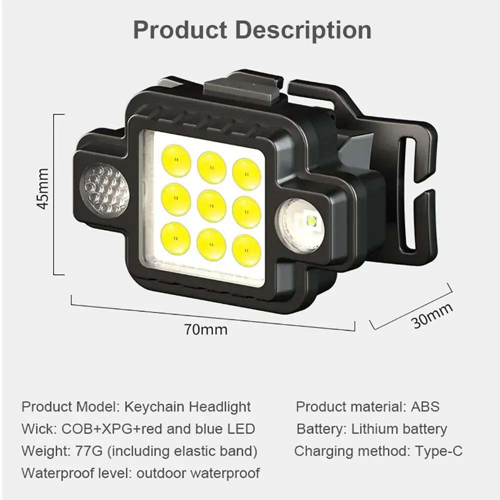 強力な磁気LEDライト,防水ランプ,屋外トーチ,キャンプ,釣り用のヘッドライト