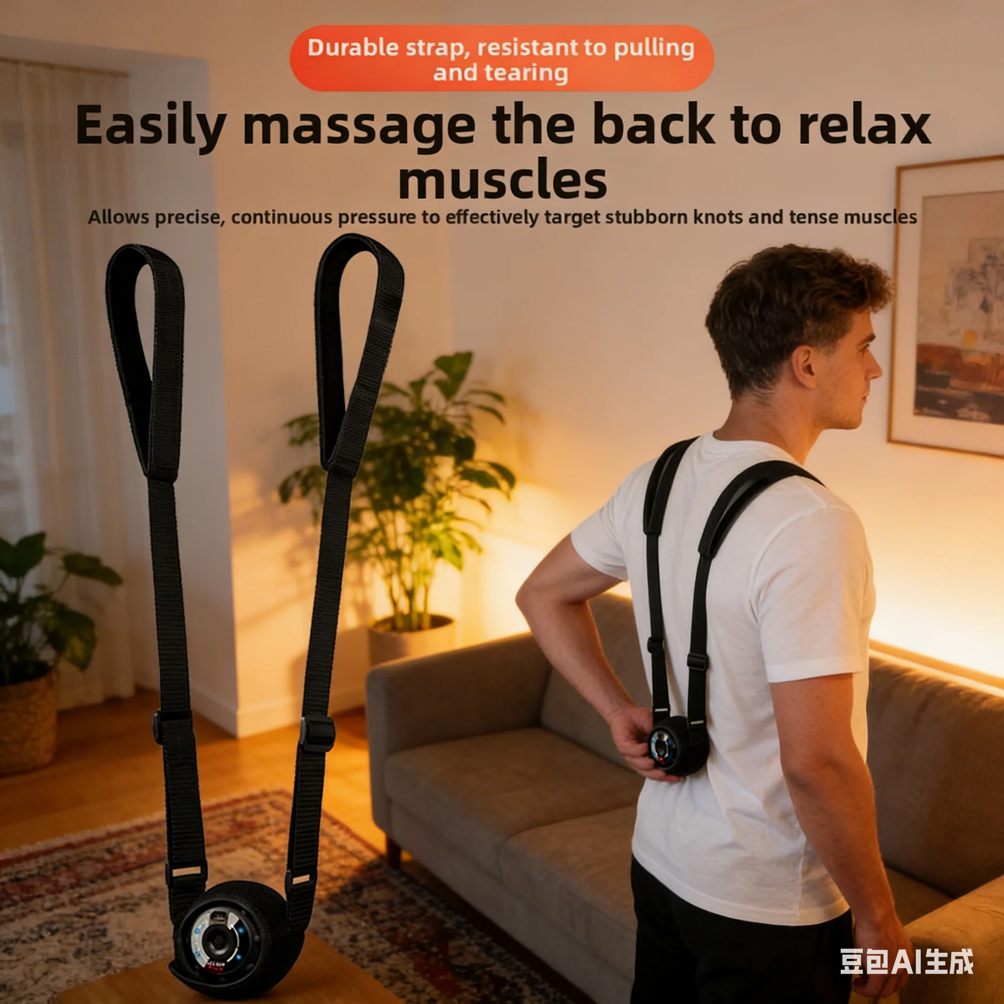 Back Massage Strap For Muscle Strain Relief With Fascia Ball Holder Adjustable Fascial Ball Fixation Auxiliary Strap