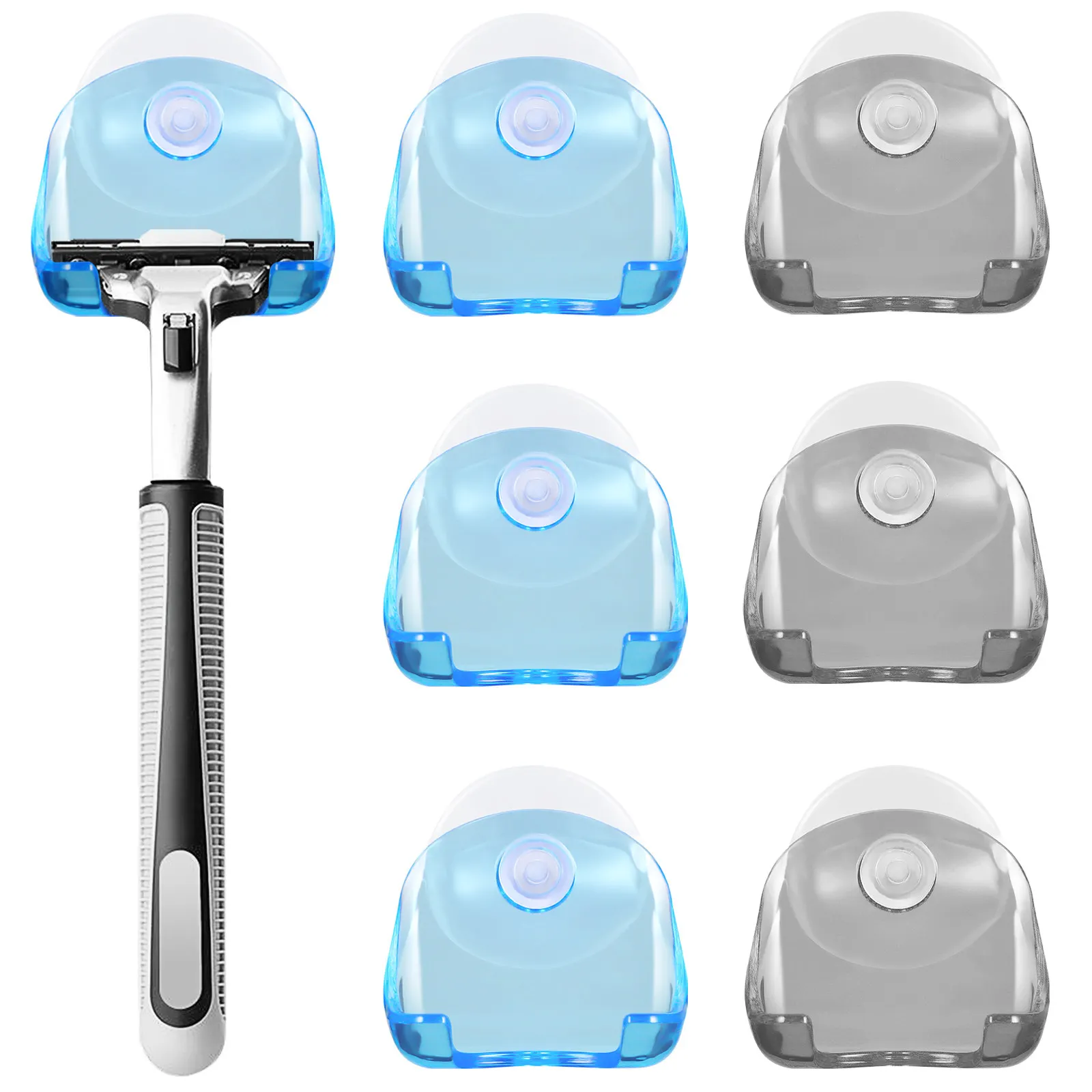 6Pcs Cup Holder for Shower Wall Bathroom Shaver Holder Hanger with Fast Drying Hygienic Storage Ideal for Home