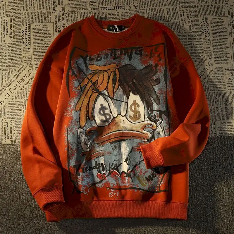 

Американский хип-хоп свитшот унисекс с граффити, весенне-осенний трендовый топ, парная футболка