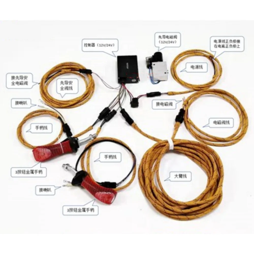 

Excavator Wood Grabber Wire Harness Clamp Wood Device 360-degree Rotating Electric Control System Handle Solenoid Valve Block