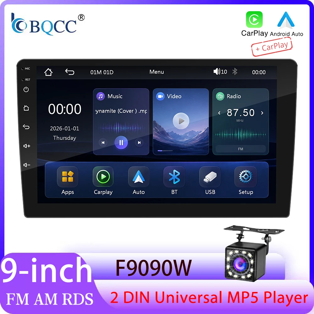 bqcc-Ecran-tactile-ips-9-pouces-autoradio-universel-mp5-carplay-sans-fil-android-auto-bt-fm-am-rds-interface-usb-lecteur-multimedia