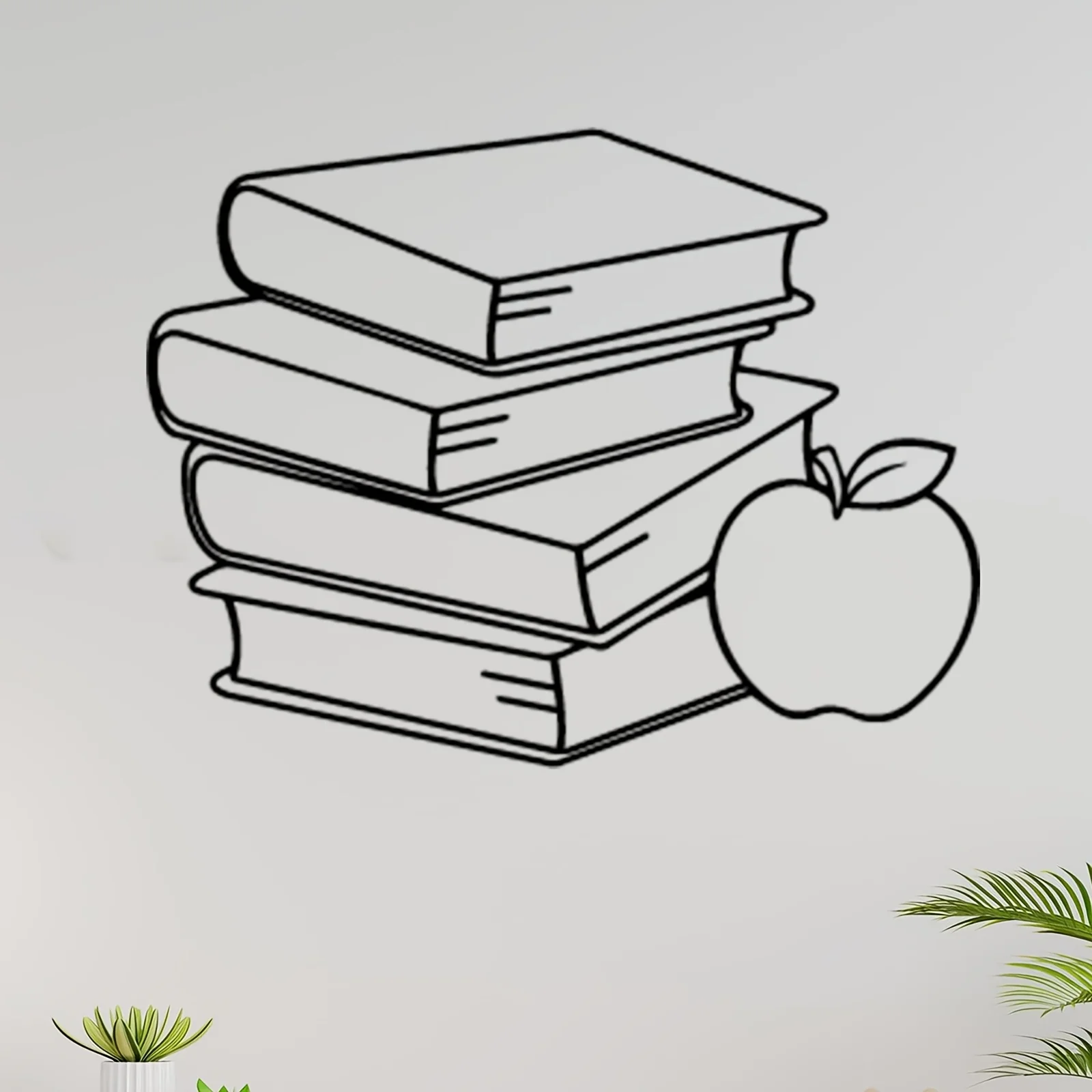 Book & Apple Metal Wall Art, Weather‑Resistant Iron Mural, Classroom Study Room Home Wall Fence Decor,
