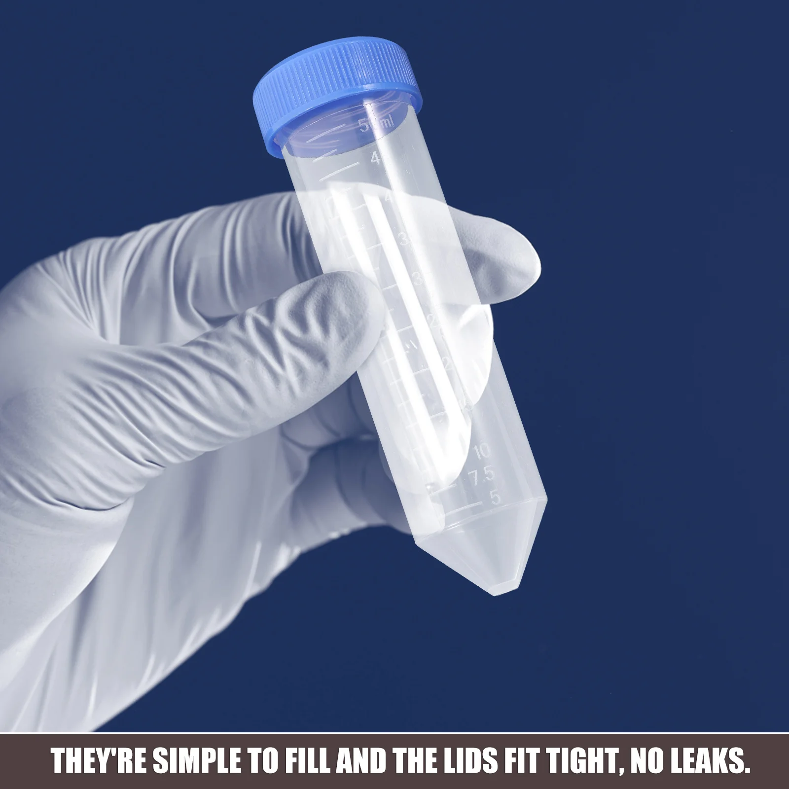 25 قطعة 50 مللي أنابيب الطرد المركزي السلس جدار شفاف مانعة للتسرب غطاء محكم لتخزين عينة الخرز مختبر الزيوت الأساسية