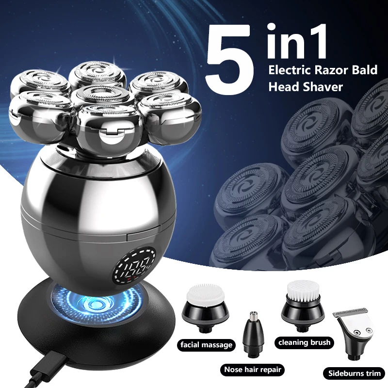 Electric Shaver 7D Floating Cutter Head Base Charging Portable Men Beard Trimmer Clipper Rechargeable Bald Head Electric Razor