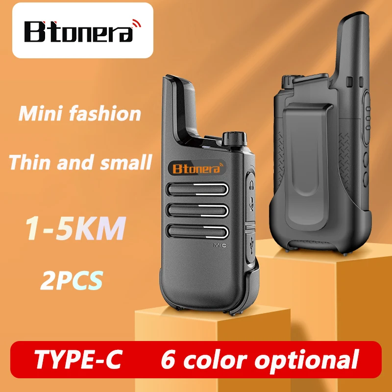 BTONERA Mini Walkie Talkie 2 pcs PMR 446 FRS Walkie-Talkies Two Way Radio Portable Communication Equipment PTT Radio Hotel Cafe