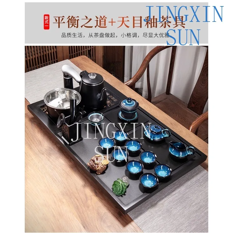 Whole Wujinshi tea tray Automatic integrated induction cooker Household Kung Fu tea set Living room large tea table