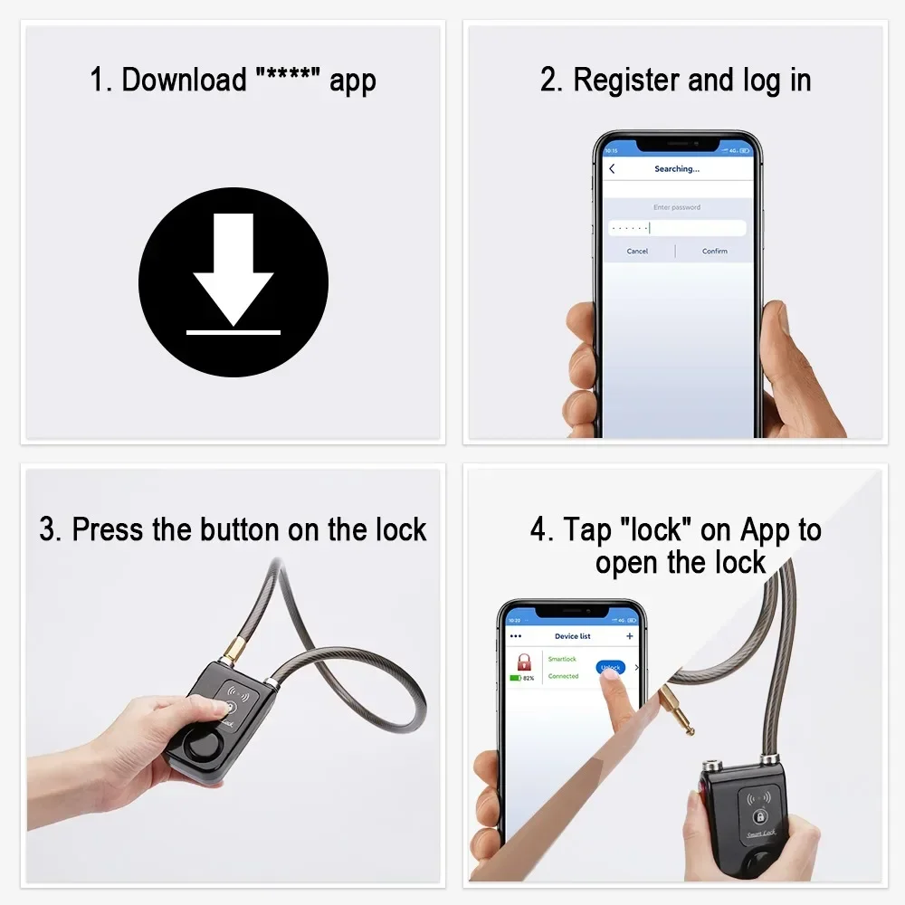 Rockbye bluetooth bloqueio de bicicleta alarme 110 db bicicleta motocicleta anti-roubo alarme de vibração segurança inteligente fechaduras de alarme de bicicleta