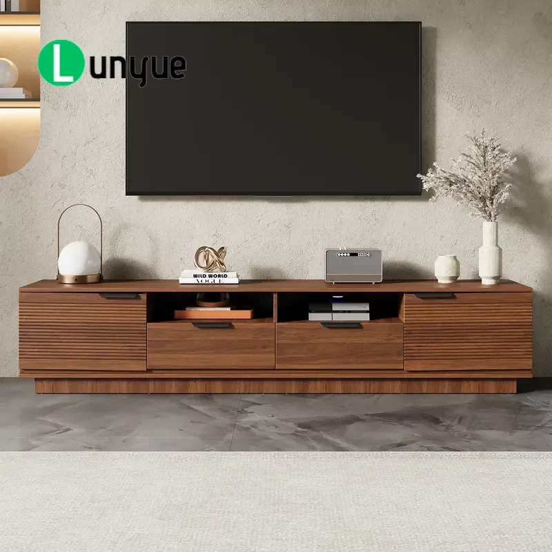 Modern TV Cabinet Entertainment Center with Deep Drawers Cable Management Soft Closing Hinges for Living Room Furniture