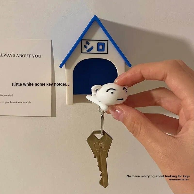 Crayon Shin-Chan Key Rack Nohara Shiro Keychain House Key Chain Wall Door Table Edge Use Anti-Loss Decoration Creative Doll Toy