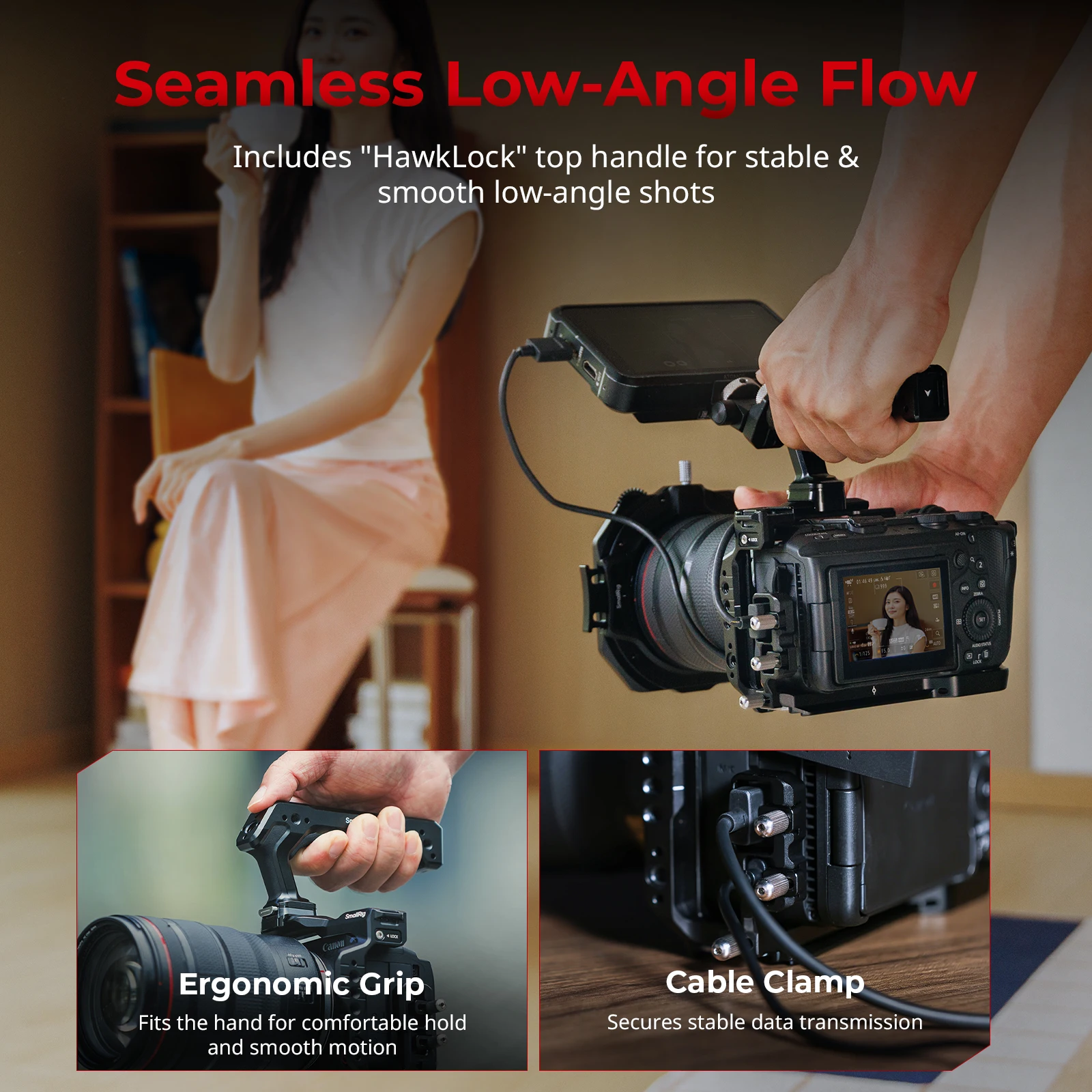 SmallRig R6 V "HawkLock" Schnellwechselkäfig für Canon EOS R6 V mit Arca-Swiss Schnellwechselplatte mit Cold Shoe -6372 – Detail 6