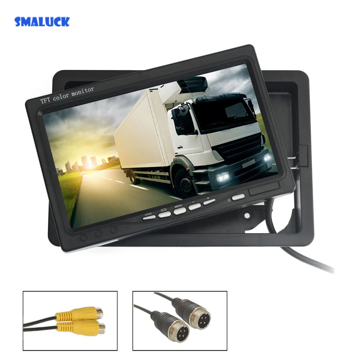 SMALUCK CVBS DC12V-24V 7inch TFT LCD Display Rear View Car Monitor With 2 Video Input for Rear View Camera Surveillance Camera