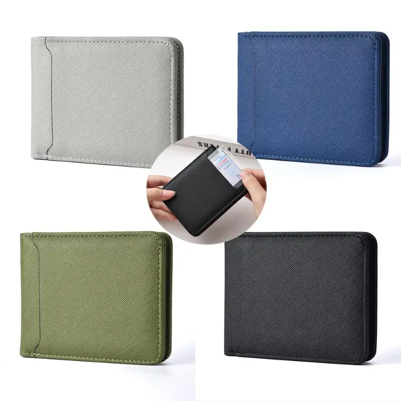 Classic Retro PU Leather Wallet Men's Coin Pouch Solid Color Credit Card Holder Gift for Men